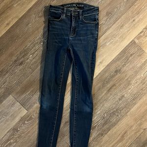 Dark wash high rise skinny jeans